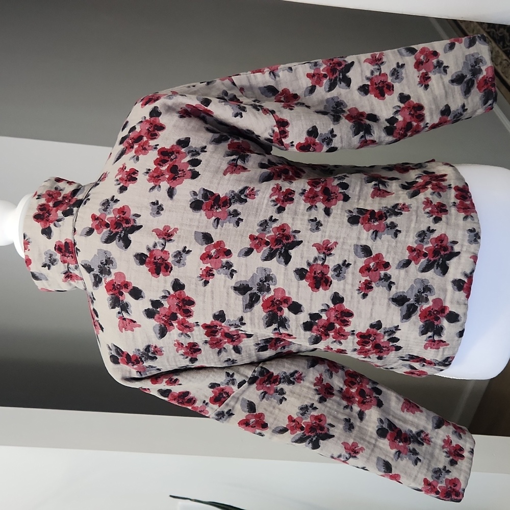 Vintage Chinese Frog Button Jacket Mandarin Collar Floral Blouse Tang Top XL - Picture 4 of 16